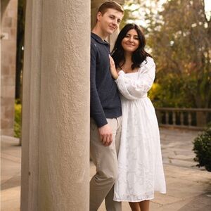 Bridal long sleeve midi white dress Size Medium